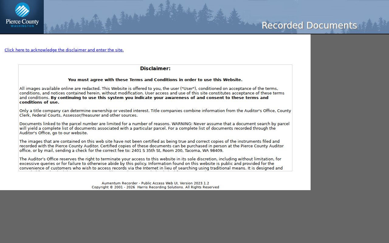 Parkland people search in the Pierce Auditor recorded document index