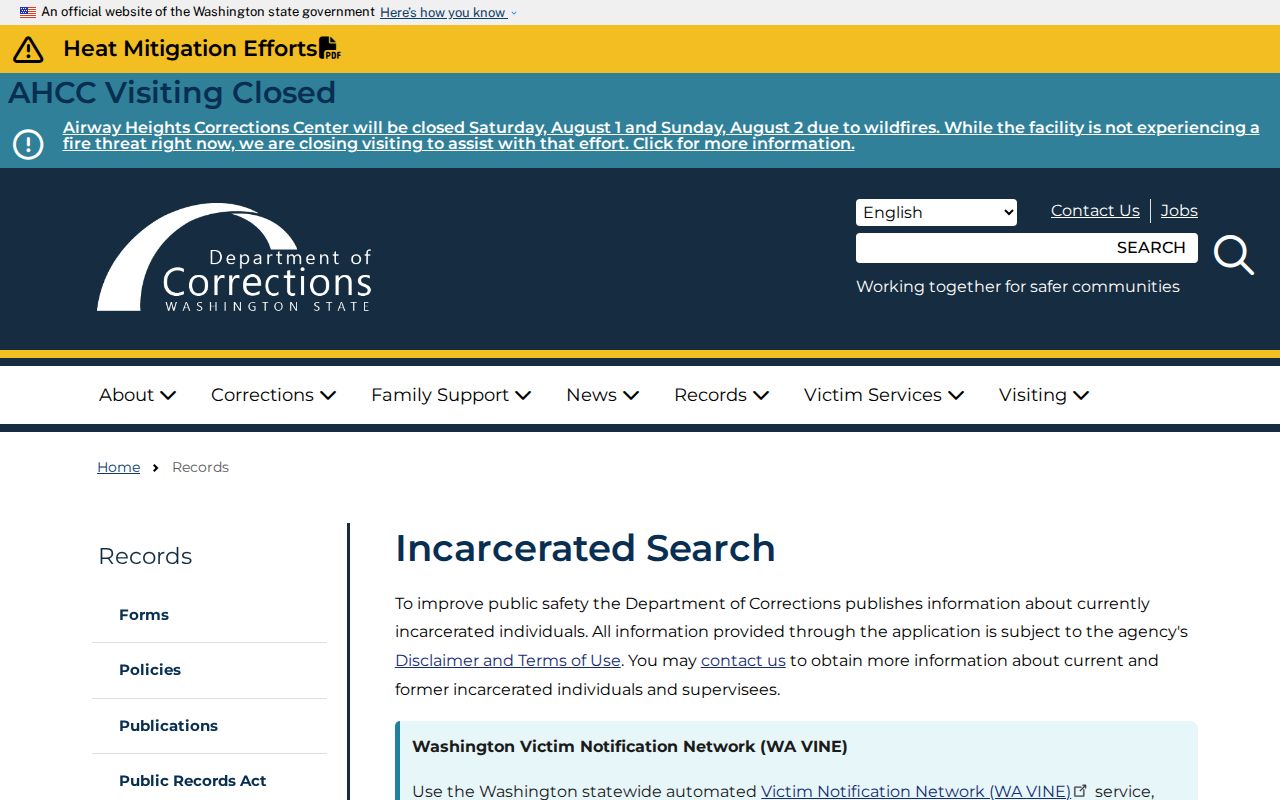 Parkland people search through Washington DOC incarcerated person records