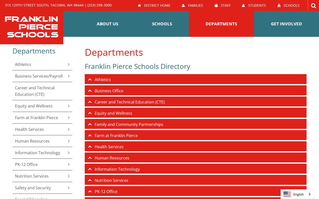 Parkland people directories on the Franklin Pierce Schools departments page