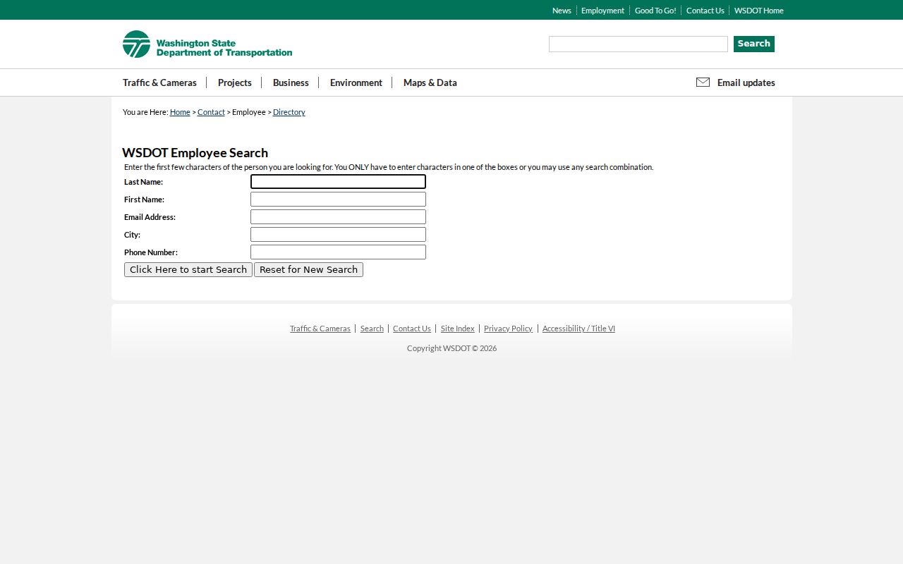 Parkland people directories example from the WSDOT employee directory